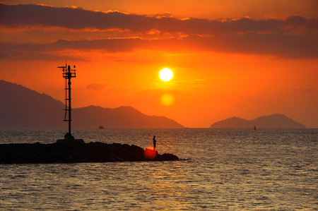 Sunset in Lampulo-Banda Acehの写真素材