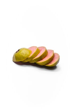 Guava fruit isolated on white backgroundの写真素材