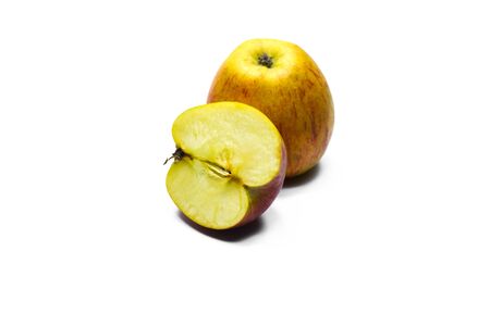 Fresh apple with slice isolated on white backgroundの写真素材