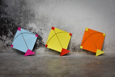 Colorful indian paper kites, Makar sankranti festival conceptの写真素材