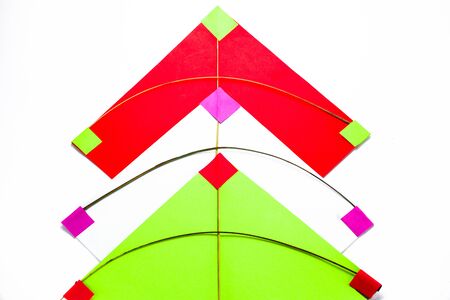 Handmade kites isolated on white backgroundの写真素材
