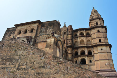 ORCHHA, MADHYA PRADESH, INDIA - MARCH 04, 2020: Chaturbhuj temple in Orchha, Madhya Pradesh, India.のeditorial素材