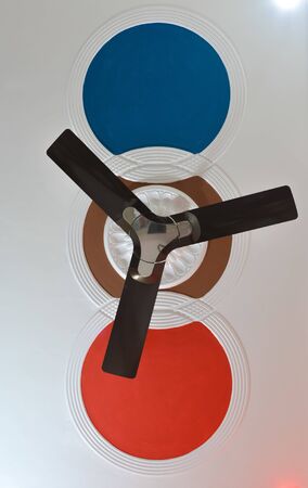 Picture of electric ceiling fan inside the living roomの写真素材