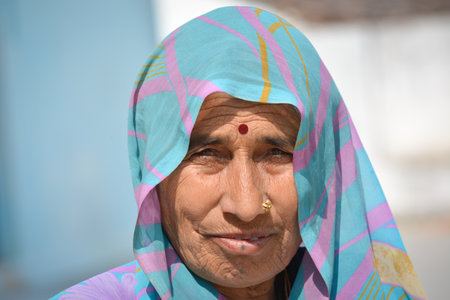 TIKAMGARH, MADHYA PRADESH, INDIA - FEBRUARY 08, 2020: A portrait of old unidentified indian woman at...