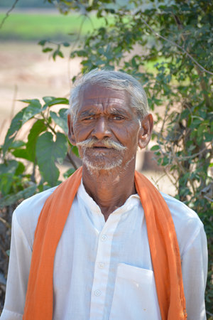 TIKAMGARH, MADHYA PRADESH, INDIA - FEBRUARY 03, 2020: A portrait of old unidentified indian man at...