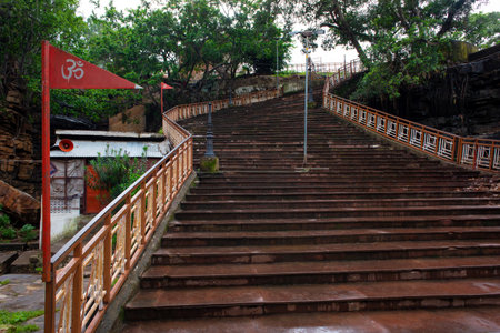 CHHATARPUR, MADHYA PRADESH, INDIA - AUGUST 20, 2021: Beautiful view of jatashankar dham temple.のeditorial素材