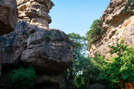 Bhimbetka rock shelters - An archaeological site in central India at Bhojpur Raisen in Madhya Pradesh.の写真素材