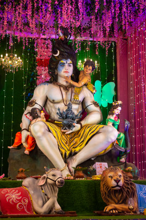 Statue of lord shiva during navratri festival. Navratri is biggest religious festival of hinduismの写真素材