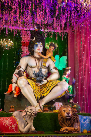 Statue of lord shiva during navratri festival. Navratri is biggest religious festival of hinduismの写真素材