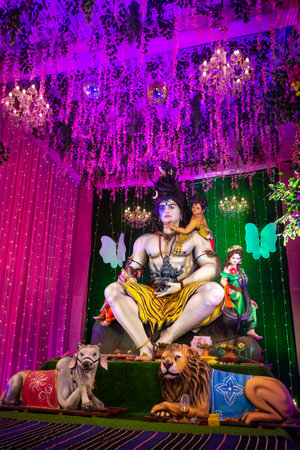 Statue of lord shiva during navratri festival. Navratri is biggest religious festival of hinduismの写真素材