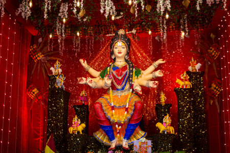 Goddess durga idol at navratri festival celebrationの写真素材