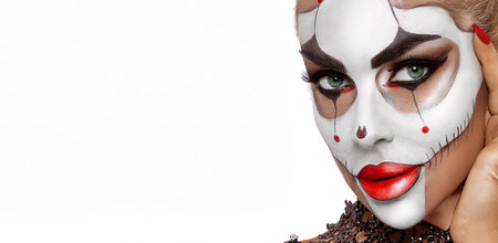 Sexy woman in a ballerina makeup on Halloween. Halloween makeupの写真素材
