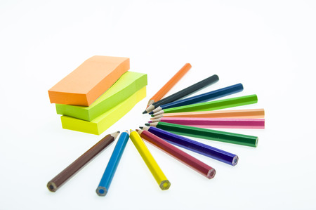Colour pencils isolated on white background