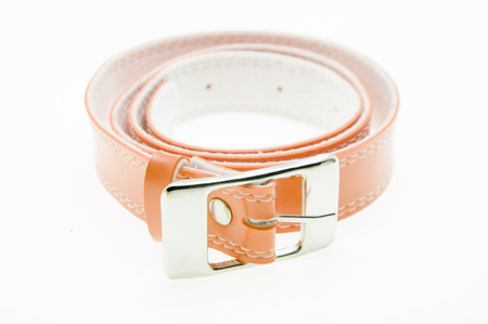 Leather belt isolated on whiteの写真素材