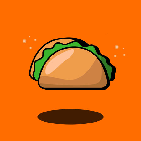 an image of a small burger on an orange backgroundのイラスト素材