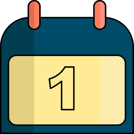 The calendar is blue and has the number 1のイラスト素材