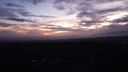 DRONE PHOTOS OF NATURAL SUN RISING MISTYの写真素材