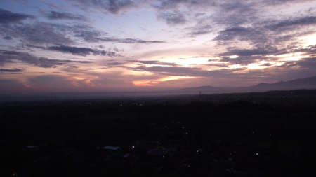 DRONE PHOTOS OF NATURAL SUN RISING MISTYの写真素材