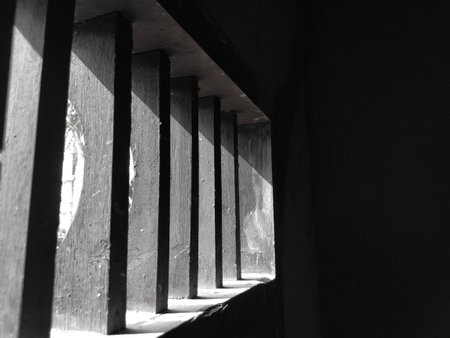 Photo of the air vents in my grandmother's house, black and white in color, similar to the ventilation in a prison. Are in indonesiaの写真素材