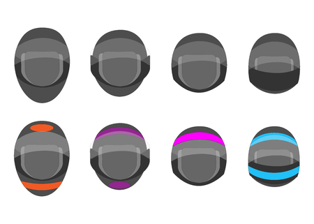 set of motorcycle grey and colorful helmets for racing. helmet for racing autos, bikes, motorbikesのイラスト素材
