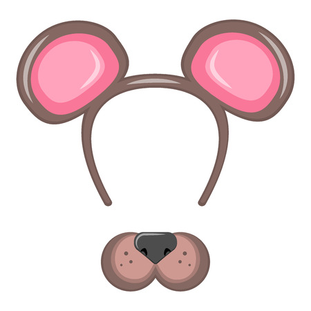 animal mask for a holiday with a hoop for the head. ears and spear bearsのイラスト素材