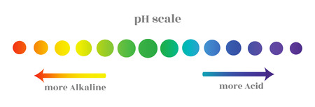 ph scale with gradation of different levels of the acidity of the environment, decorated in circles...