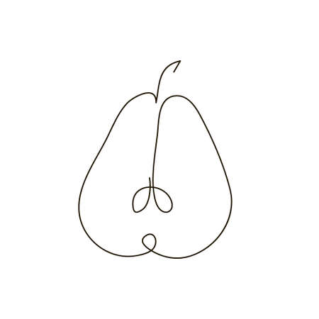 Half a pear one line art. Continuous line drawing of fruit.のイラスト素材