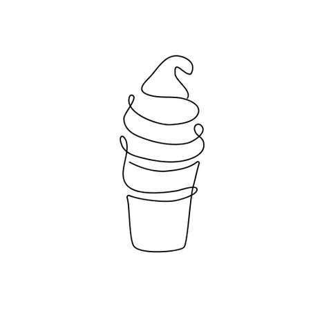 Sundae ice cream continuous line drawing. One line art of dairy produce, milk products, food.のイラスト素材