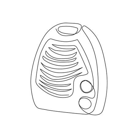 Portable electric air heater continuous line drawing. One line art of home appliance, heater, indoor climate, heating.のイラスト素材