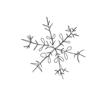 Small snowflake one line art. Continuous line drawing of new year, freezing, holidays, christmas, traditional, snow, blizzard, snowy, winter. Hand drawn vector illustrationのイラスト素材