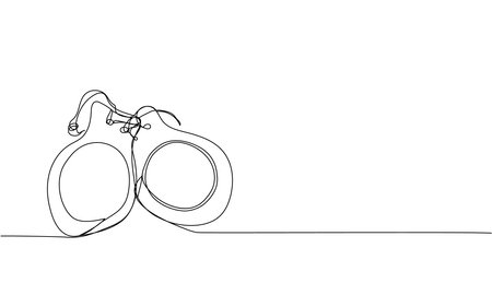Castanets one line art. Continuous line drawing of folk, equipment, vintage, click, classic, retro, flamenco, spanish, dance, music, castanet, culture, tambourine.のイラスト素材