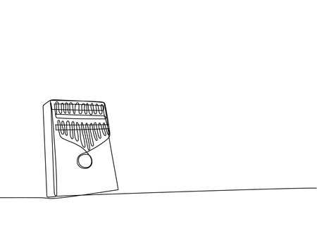 Kalimba one line art. Continuous line drawing of kalimba, mbira, instrument, musical, african, folk, melody, calimba.のイラスト素材