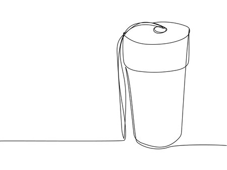 Drum, Buhai one line art. Continuous line drawing of Ukrainian folk percussion instrument, drum, drumstick, kit, stick, music, performer, song, vintage, rock, band, percussion, sound, bass, musician.のイラスト素材