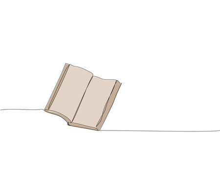 Open small notepad one line colored art. Continuous line color drawing of book, library, education, school, study, literature, paper, textbook, knowledge, read, learn, page, reading.のイラスト素材
