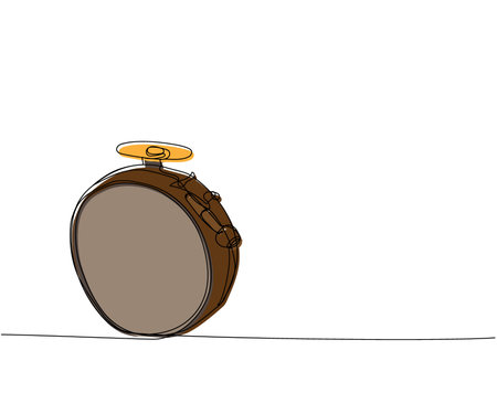 Buhalo and Tarilka, Cymbal one line color art. Continuous line drawing of Ethnic ukrainian big Drum, music, performer, vintage, rock, instrument, band, percussion, sound, bass, musician.のイラスト素材