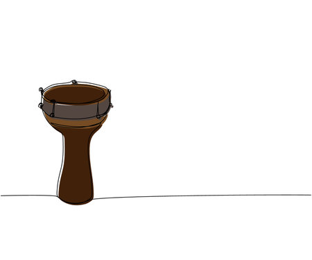 Drum darbuka, Doumbek one line color art. Continuous line drawing of sound, beat, folk, doumbek, egypt, reggae, bass, darbuka, drum, music, african, percussion, djembe, bongo, musician, culture.のイラスト素材