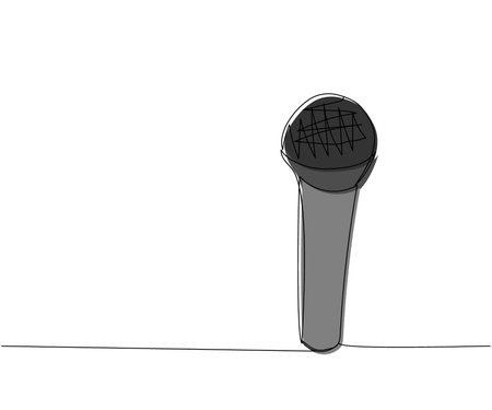 Handheld Wireless Microphone one line color art. Continuous line drawing of musical, mic, broadcasting, microphone, radio, music, karaoke, audio, sound, retro, record, broadcast, mediaのイラスト素材