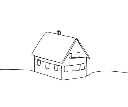 Private house, home loan, mortgage one line art. Continuous line drawing of bank, money, finance, financial, payment, data, savings, economic, wealth, creditのイラスト素材