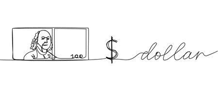 Money savings, bank, dollar, money, banknote one line art. Continuous line drawing of bank,...