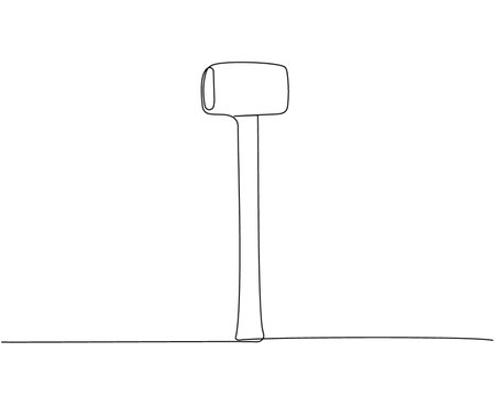 Hammer, nail puller, rubber mallet, construction tool one line art. Continuous line drawing of repair, professional, hand, people, concept, support, maintenance.のイラスト素材