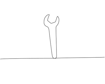 Wrench, spanner, Adjustable wrenches one line art. Continuous line drawing of repair, professional, hand, people, concept, support, maintenance.のイラスト素材
