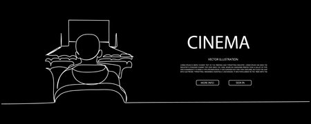 Minimalist film website layout with vintage movie strip, dark interface for classic cinema-themed web designのイラスト素材