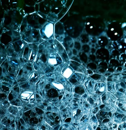soap bubbles structure in blue