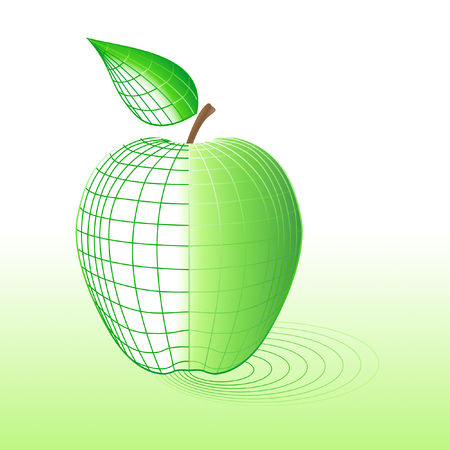 Cyber apple with wireframe. All is editable, it isn't mesh.のイラスト素材