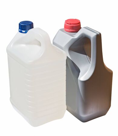 Two different canisters for technical liquid or oilの写真素材
