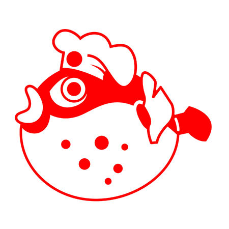 Fugu (blowfish) as the traditional japanese cuisine chefのイラスト素材