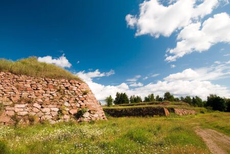 Abandoned war fortifications at the Russia-Finland border. Vyborg, Annenskie defences, road to Monrepos.の写真素材