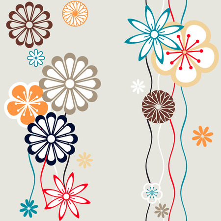 Seamless floral pattern in retro colorsのイラスト素材