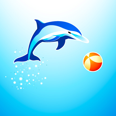 Dolphin playing with the ballのイラスト素材