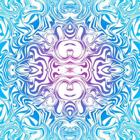 Psychedelic seamless goa trance abstract pattern in blueのイラスト素材